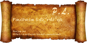 Paulheim Lóránt névjegykártya